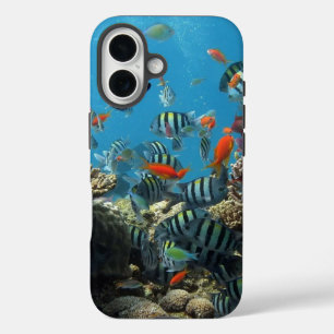 Coques iPhone 16 Stripey Poisson Tropical Coral Chaos