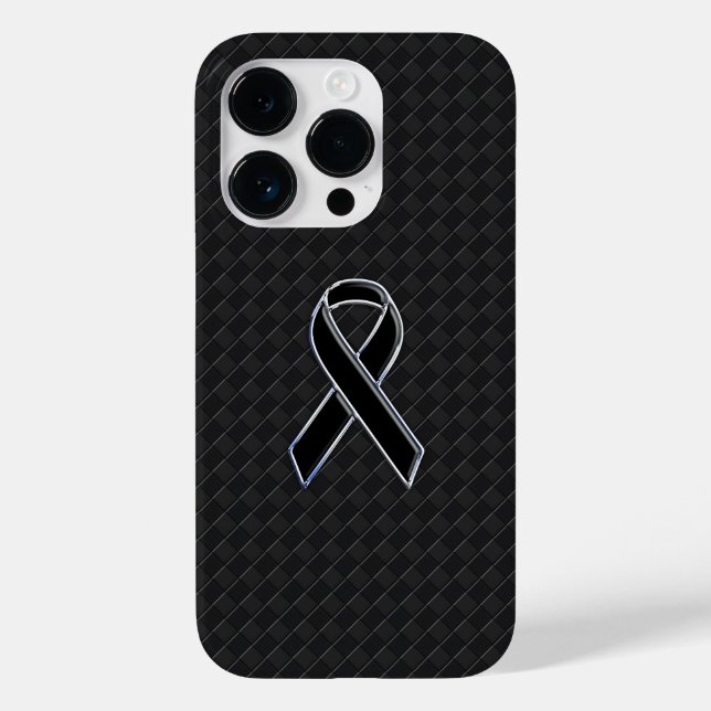 Coques Case-Mate iPhone Style Chrome Noir de la sensibilisation au ruban (Verso)