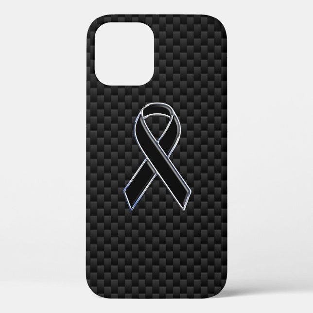 Coques Case-Mate iPhone Style Chrome Noir Sensibilisation au ruban Carbone (Verso)