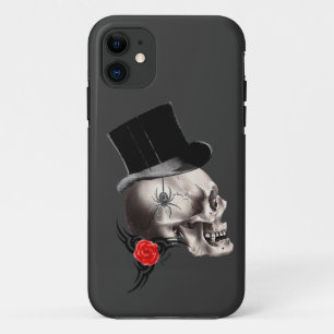 Coques Pour iPhone Style crâne gothique et tatouage rose