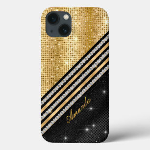 Case-Mate iPhone Case Style Crystal Gold et noir Personnalisé C