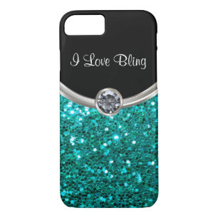Coque iPhone 7 Style de Bling de turquoise