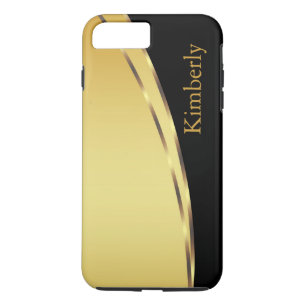Coque iPhone 7 Plus Style de Bling Noir Classique Or Personnalisé Sim