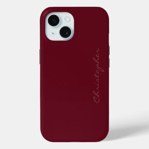 Coque Pour iPhone 15 Style de signature Automne Bourgogne