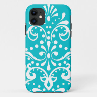 Coque Case-Mate Pour iPhone style henna damas turquoise bleu et blanc