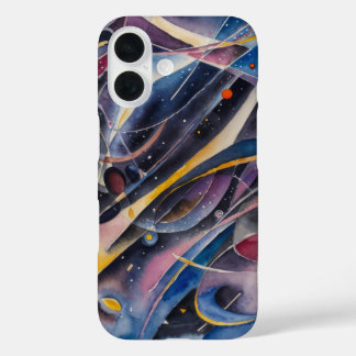 Coques iPhone 16 Style Kandinsky abstraite couverture colorée