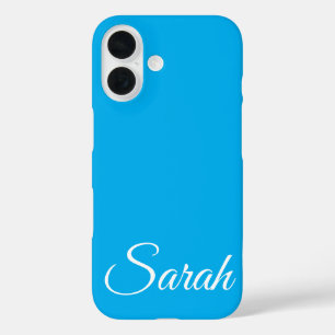 Coques iPhone 16 Style moderne classique Customisé Nom bleu Couleur