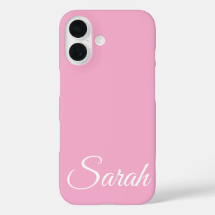 Coques iPhone 16 Style moderne classique Customisé Nom clair rose