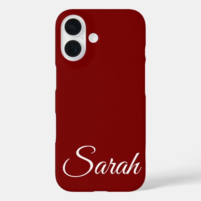 Coques Case-Mate iPhone Style moderne classique Customisé Nom rouge foncé (Verso)