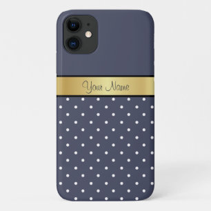 Coque Case-Mate Pour iPhone Style unique Points Bleus & Blancs Delft, Ruban Or