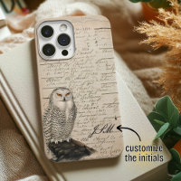 Style vintage Chouette neigeuse Script de papier M