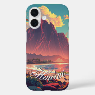 Coques iPhone 16 Style vintage Hawaiian Travel Honolulu Mid-Pacific