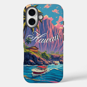 Coques iPhone 16 Style vintage Hawaiian Travel Honolulu Mid-Pacific