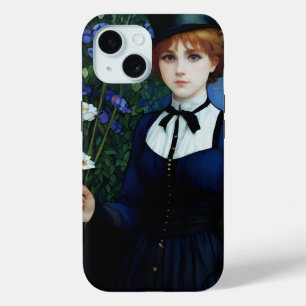 Coque Pour iPhone 15 Style vintage Joli sombre Academy Portrait fille