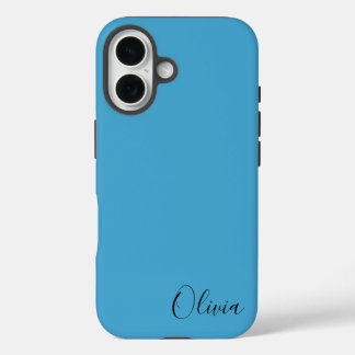 Coques iPhone 16 Stylish Blue Personalized Name