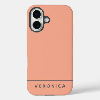 Coques iPhone 16 Stylish Peach Personalized Name