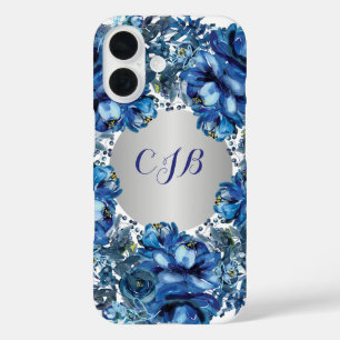 Coques iPhone 16 Stylisme Cobalt Blue Floral