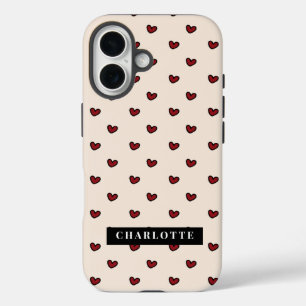Coques iPhone 16 Styliste Joli coeur rouge Motif Monogramme