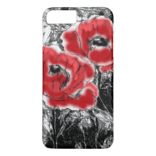 Case-Mate iPhone Case Stylo dessiné à la main des pavots rouges fleurs f