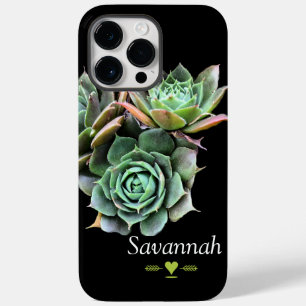 Coque Pour Pour iPhone 14 Pro Max Succulent floral sur Noir i