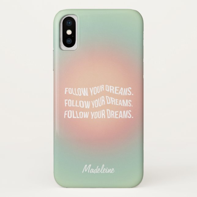 Coques Case-Mate iPhone Suivez vos rêves Pastel Gradient Motivationnel (Dos)