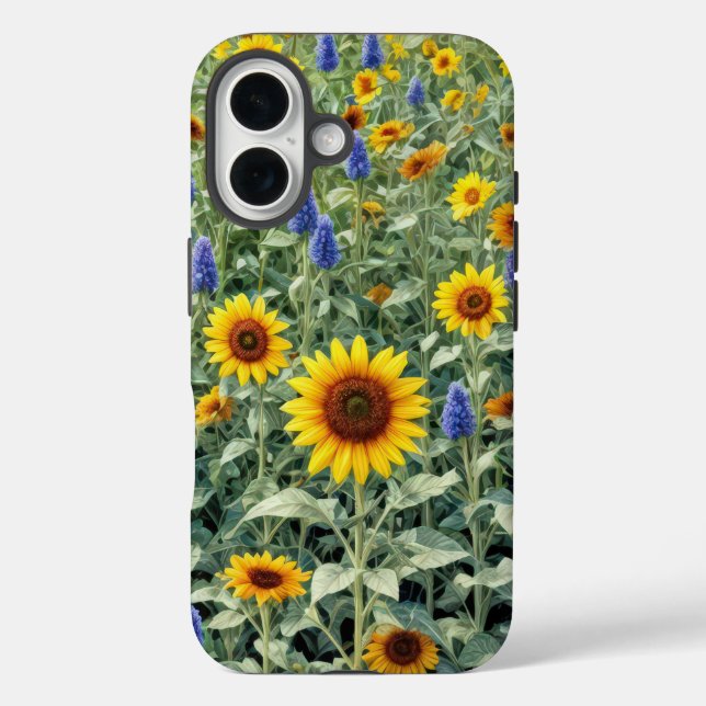 Coques Case-Mate iPhone Summer Field of Sunflowers and Wildflowers (Verso)