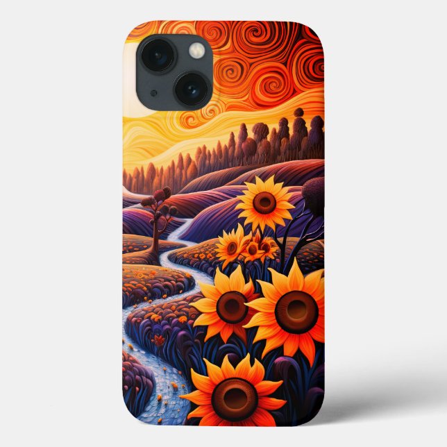 Coques Case-Mate iPhone Sunflowers Sunrise Abstraite Nature Illustration (Verso)