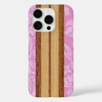 Sunset Beach Faux Wood Surboard Hawaiian Pink Cas