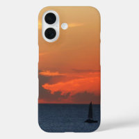 Sunset Clouds and Sailboat Seascape