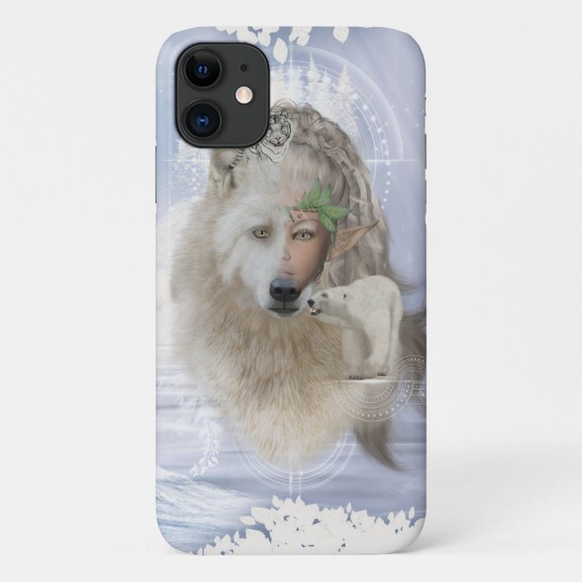 Coques Case-Mate iPhone Super loup de polarwolf avec fée, (Dos)