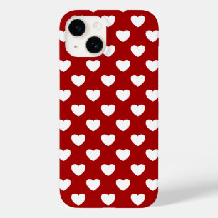Coques Pour iPhone Super Mignonne Coeurs Rouge Et Blanc Style Pois