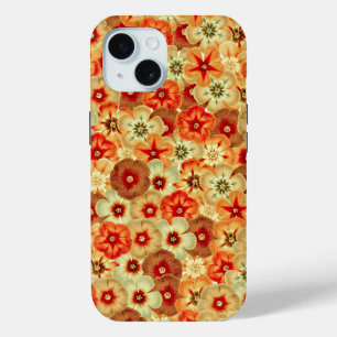 Coque Pour iPhone 15 Super Orange Hippie Fleurs Motif