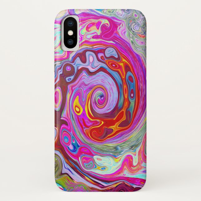 Coques Case-Mate iPhone Super rétro rose chaud et bleu tourbillon Abstrait (Dos)