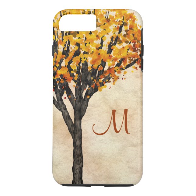 Coques Case-Mate iPhone Superbe automne arbre d'automne Monogramme initial (Dos)