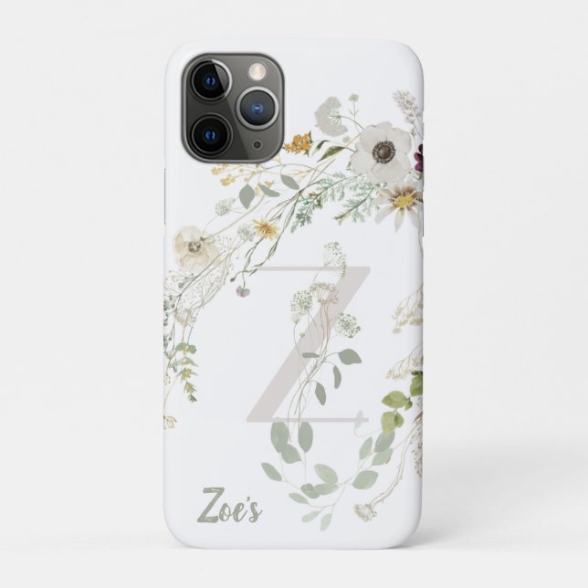 Coques Case-Mate iPhone Superbe Z Initiale Personnalisée Avec Fleur de cou (Dos)