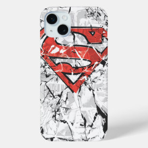 Coque iPhone 15 Mini Superman Stylisé Logo comique découpé