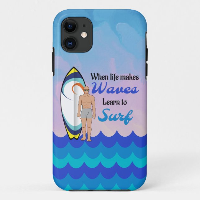 Coques Case-Mate iPhone Surboard Ocean Waves Blue Motivational Quote (Dos)