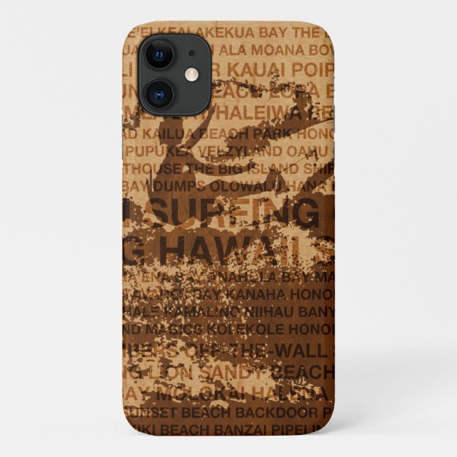 Coques Case-Mate iPhone Surf Hawaii Cutback Faux Wood Surfer -Koa (Dos)