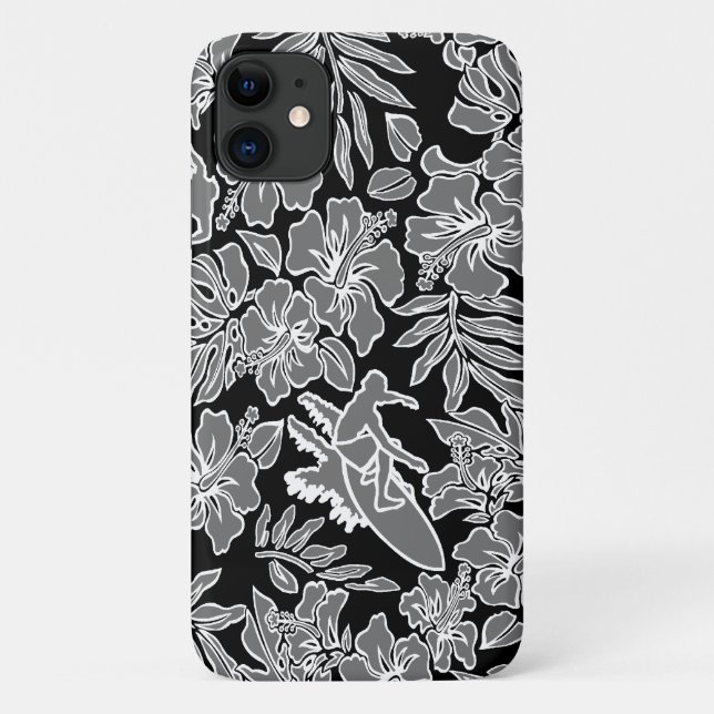 Coques Case-Mate iPhone Surf Pareau Hawaiian Hibiscus Surf Grey (Dos)