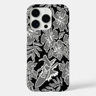 Coques iPhone 16 Pro Surf Pareau Hawaiian Hibiscus Surf Noir
