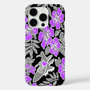 Coques iPhone 16 Pro Surf Pareau Hawaiian Hibiscus Surfing Violet