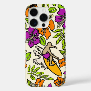 Coques iPhone 16 Pro Surf Pareau Hawaiian Hibiscus Surfing Violet