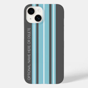 Coque Pour iPhone 14 Surfboard Stripes - course gris et bleu