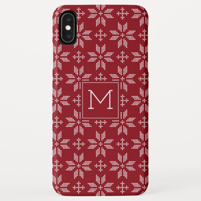 Coques Case-Mate iPhone Sweat Rouge Blanc FairIsle Monogramme de Noël (Dos)