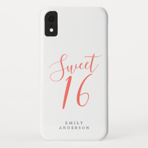 Case-Mate iPhone Case Sweet 16 Coral Script Blanc 16e anniversaire
