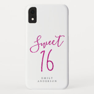 Case-Mate iPhone Case Sweet 16 Rose Parties scintillant Script Blanc 16e