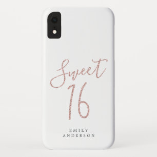 Case-Mate iPhone Case Sweet 16 Rose Parties scintillant Script Blanc 16e