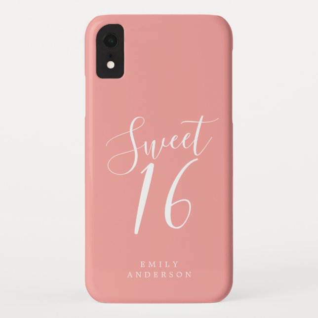 Coques Case-Mate iPhone Sweet 16 Script rose 16e anniversaire (Dos)