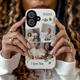 Coques iPhone 16 Sweet Greenery Mama cadeau photo personnalisé