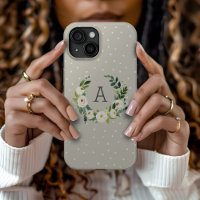 Sweet Greenery Wreath and Greige Dots Monogramme